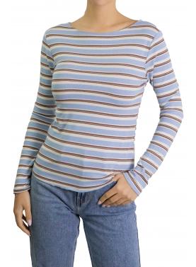 Maglia con scollo a barca a righe
